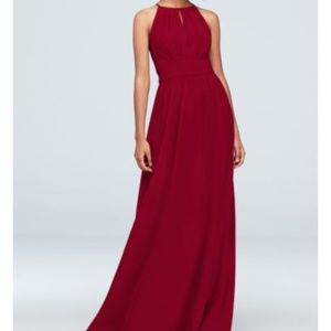 Davids Bridal Burgundy Tank Long Bridesmaid Dress